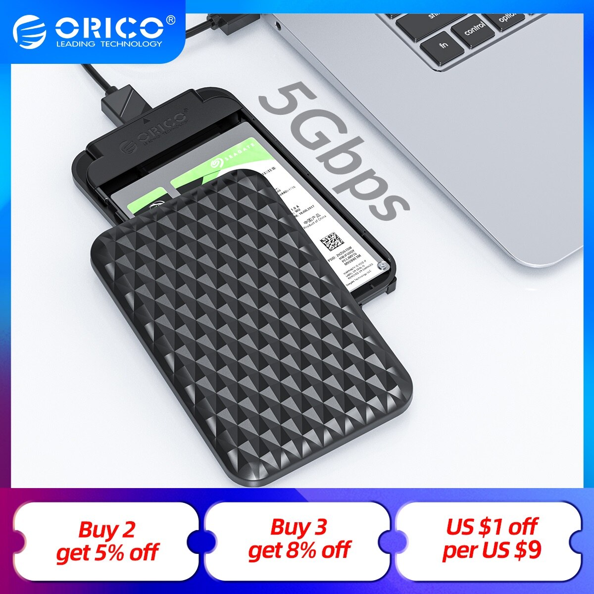 ORICO- HDD ̽ 2.5 ġ, USB 3.0 to SATA 5..